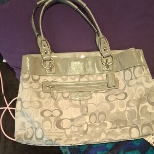 Coach Gray Signature Tote Bag